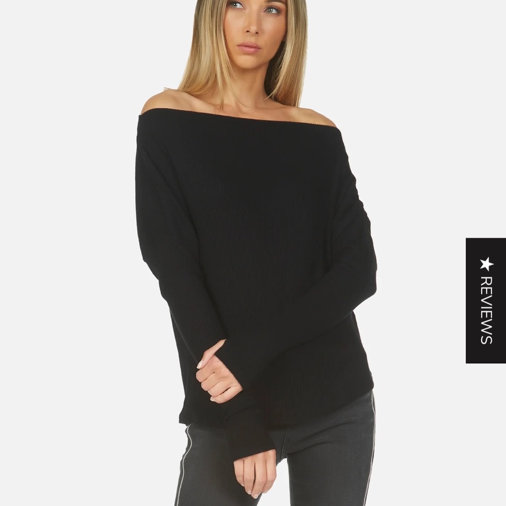 Michael Lauren Black Santos Drop Shoulder Sweater
